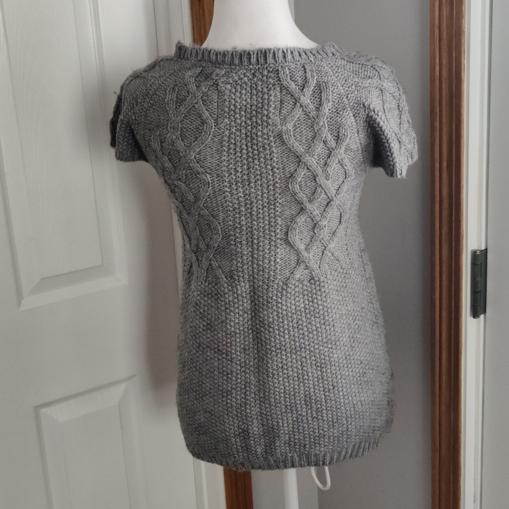 Aeropostale Y2K Cable Knit Short Sleeve Cardigan Gray Size Medium - Picture 4 of 7